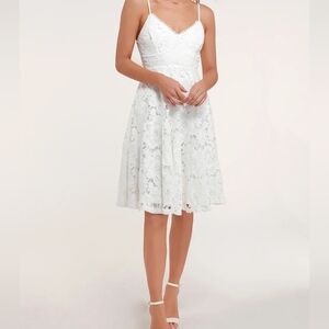 Lulu's Nora Lee White Sleeveless Lace Midi Dress With Pockets XL NWT